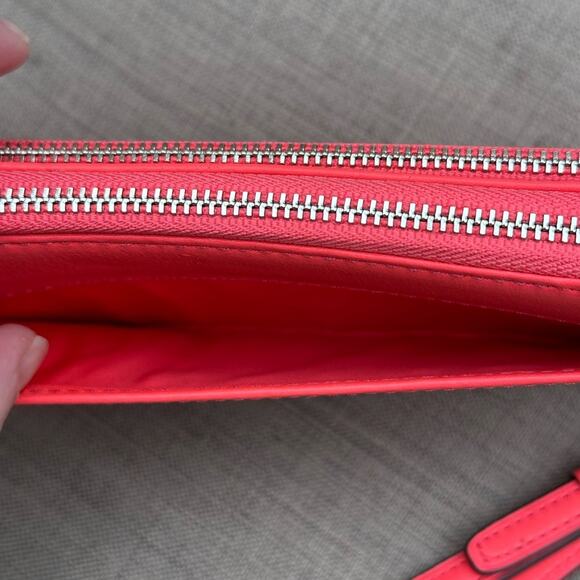 Coach Vibrant Coral Perforated Women's Wallet NWOT - Picture 9 of 12
